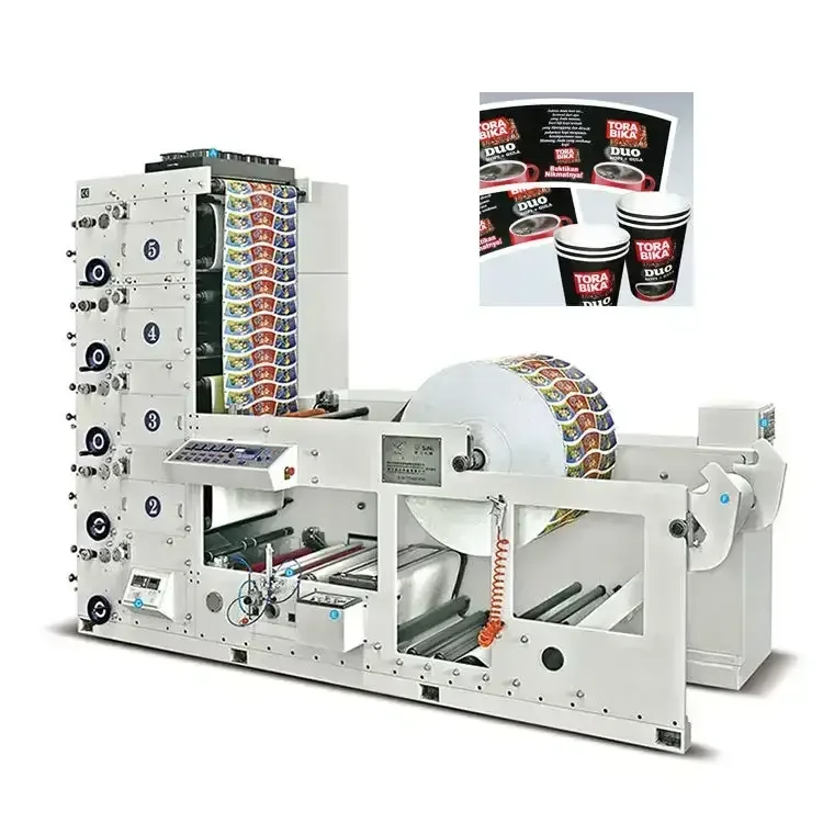 RY650-5B высокое качество 5 цветов кофе чай бумажный стаканчик этикетки флексографский принтер машина с высокой скоростью