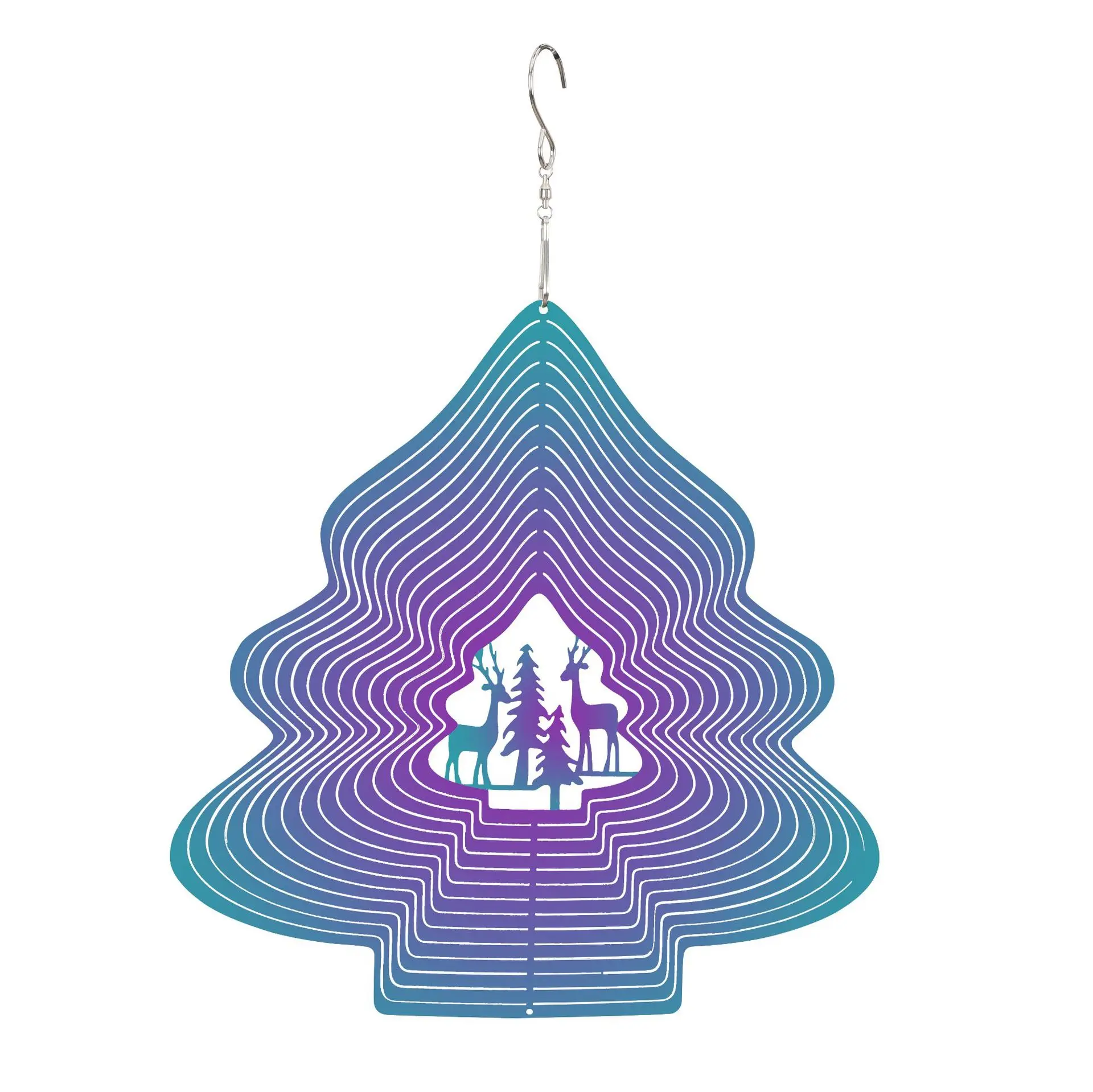 3D Matel Wind Spinner Rotating Metal Plate Animal Pattern 3D Wind Chime Rotating Pendant