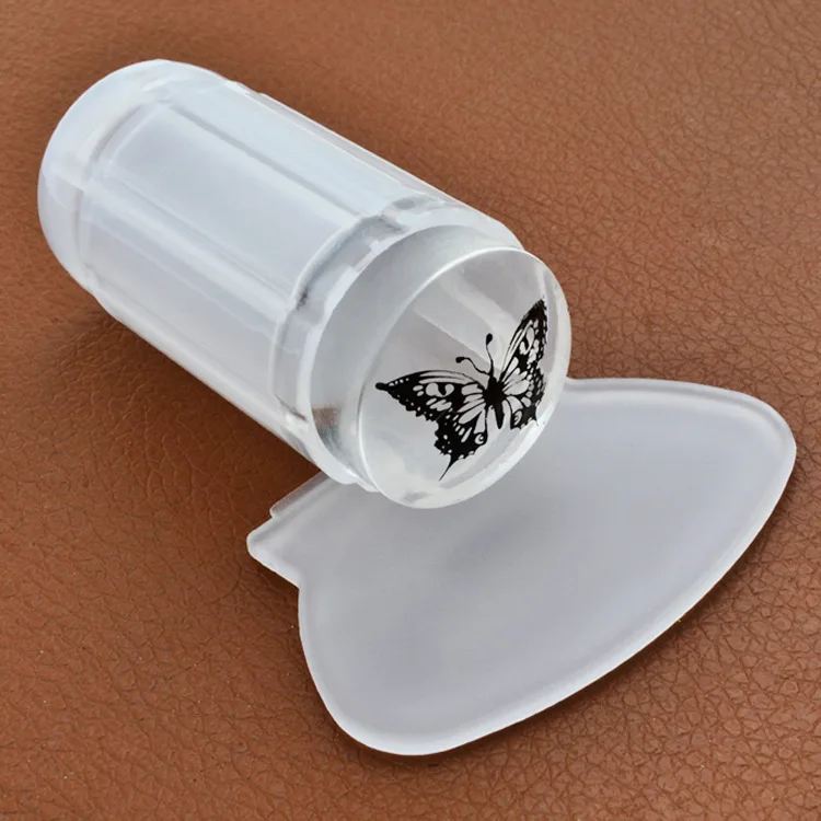 Hot sale Silicone Clear Nail Art Stamper 2.8cm  Color Nail Art Printing Stamper With Scraper