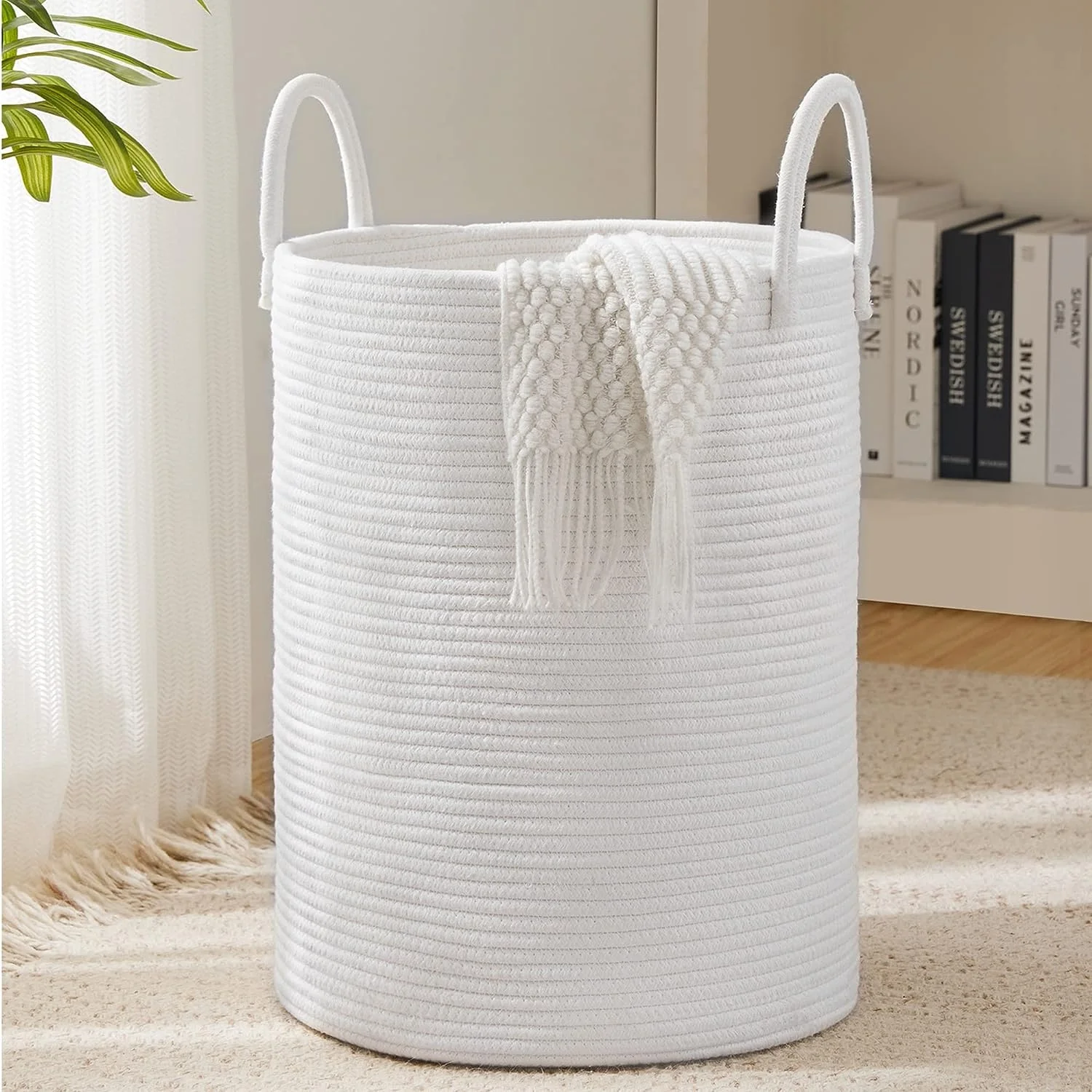 free samples 100% natural cotton rope basket baby foldable storage boxes laundry storage basket