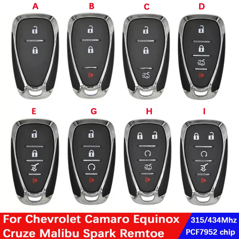 C-hevrolet Camaro Equinox Cruze Malibu Spark Car Remote Control For 315/434mhz 014082-G HYQ4EA ID46 PCF7952 Chip Smart Car Key