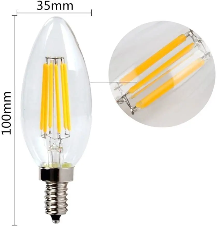 retro edison bulbs C35 4W 2700k 110V E12 Filament LED Candle 40W incande Cheap led bulbs incandescent edison bulb
