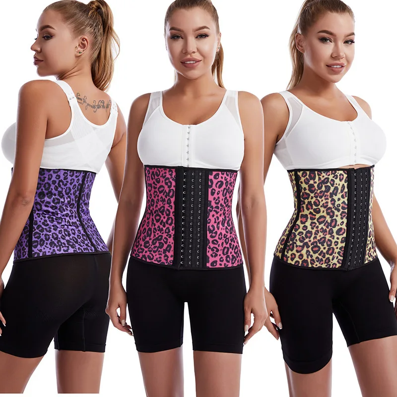 Neoprene Corset With 9 Steel Bone Leopard Print Waist Trimmer Belt Workout Slimming Shaper Abdominal Waist Corset