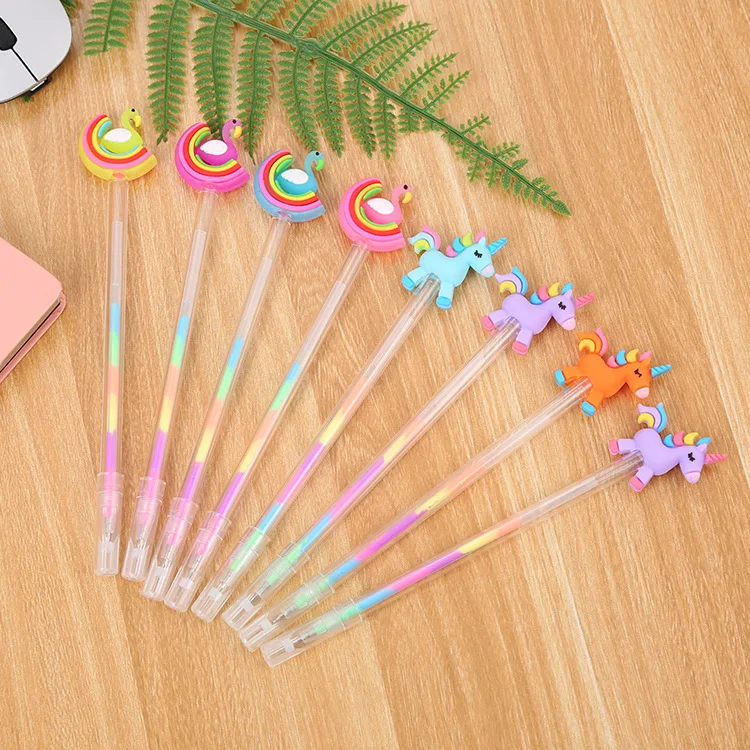Hot Sale Colorful Cartoon Swan Pony 6 Colors Pen Student Stationery 0.5mm School Gel Pen