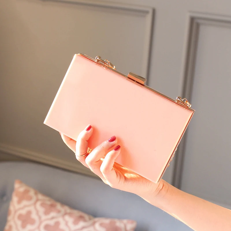 Clear Purse Bag Crossbody Box Clutch for Girls & Women,Stadium Approved Purses and Handbags for Prom Concerts with gold Chain