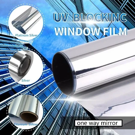 One-way double silver architectural membrane decoration mirror private solar building film