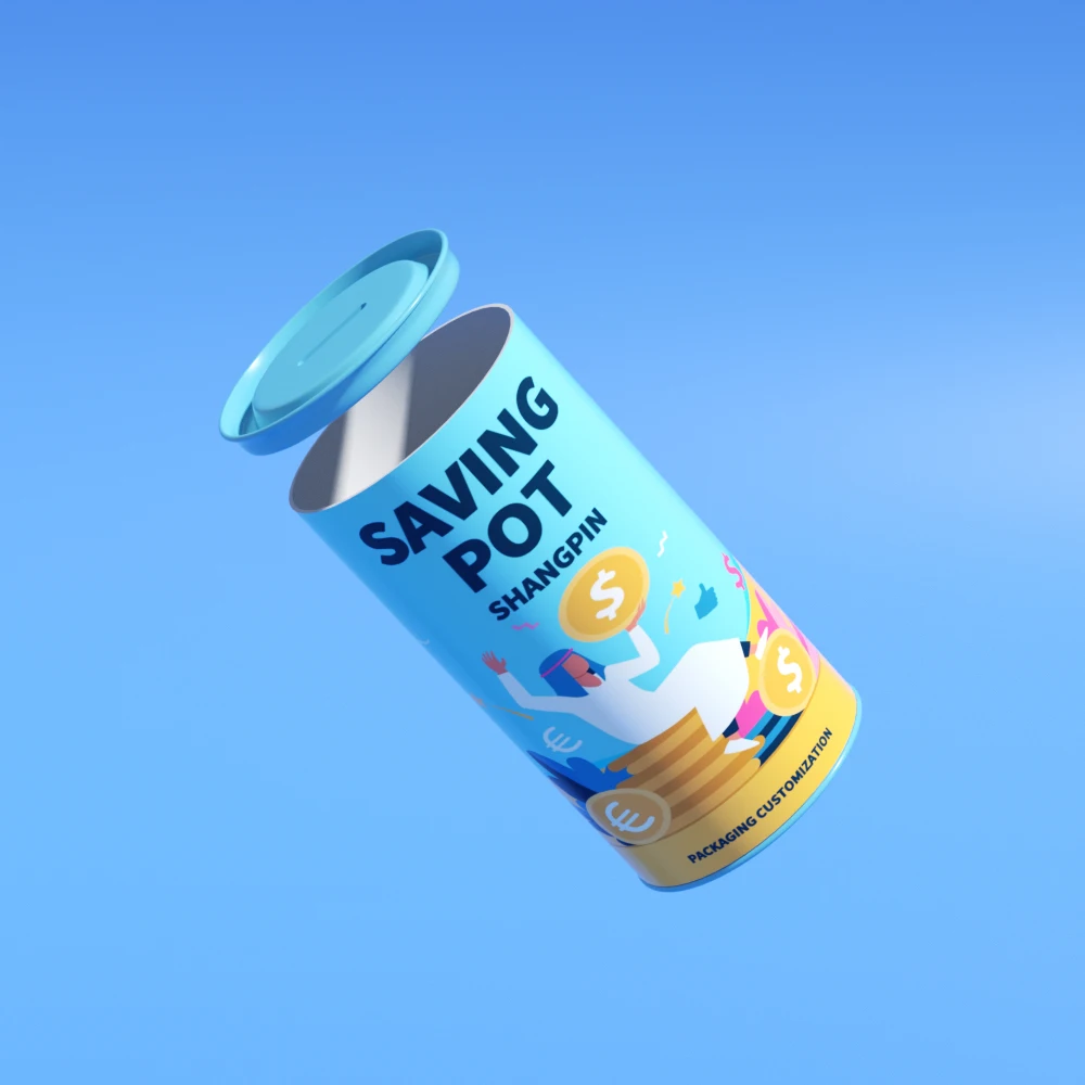 Promotional Colorful Metal Coin Slot Lid Custom Design Cylinder Waterproof Coin Bank Piggy Bank Can Packaging Tube