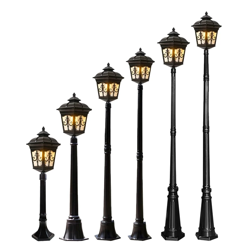 Classic European LED Post Top Lamp Vintage Antique Waterproof Street Light Garden Outdoor Post Light