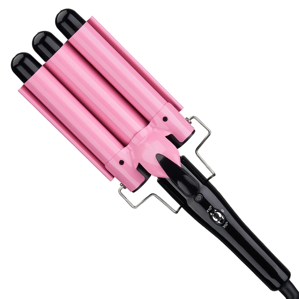 LIDOW Electric Hair Waver Curling Iron Professional Ceramic Three Barrel Hair Curling Wavy 3 Barrel Hair Curler