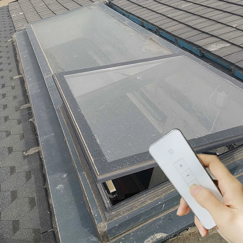 Automatic Electric Openable Ventilated Design Glass Roof Window Skylight Dome Aluminum Tempered Glass Rooflights