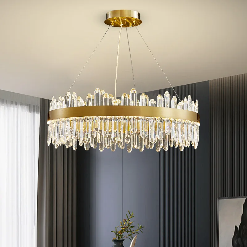 CSLIDO New Modern Luxury LED Chandelier Villa Hotel Pendant Light Decor K9 Gold LED Crystal Chandelier