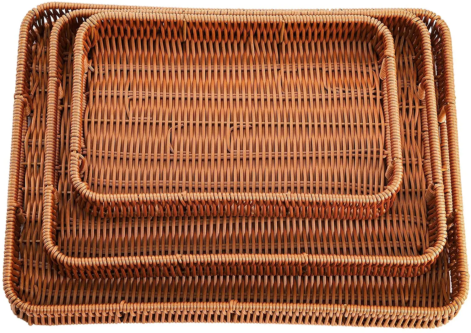 Handmade Handicraft Eco-Friendly Wicker Willow Storage Baskets Bread Tray PP Plastic Rattan Basket