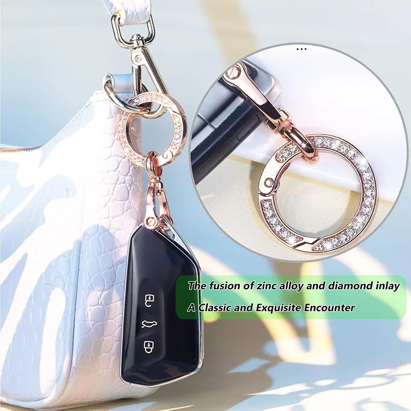 Bling Keychains For Crystal Rhinestone Diamond Keychain Women Girl Car Keys With D-Ring Luxury Personalized Key Ring Loop Buckle