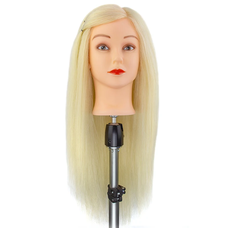 613 Blonde Training Head with Mixed Human Hair Dummy Head for Training for Barber Hair Braiding Practice In Salon