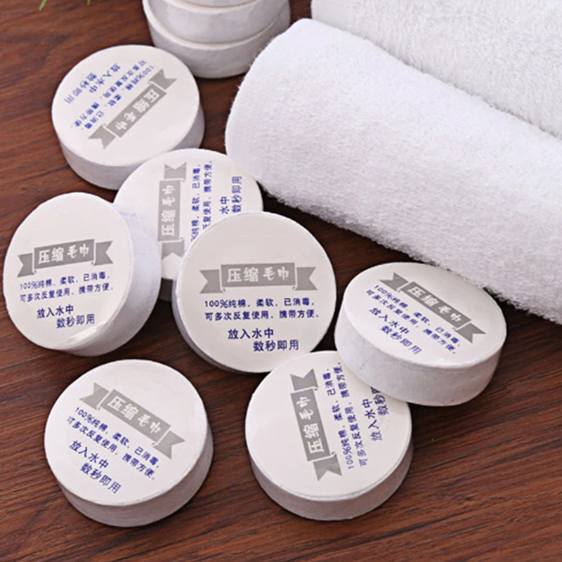 Factory Direct Sales Pure cotton Compressed Towels Travel Disposable Face Towels Portable Mini Ceansing Towels