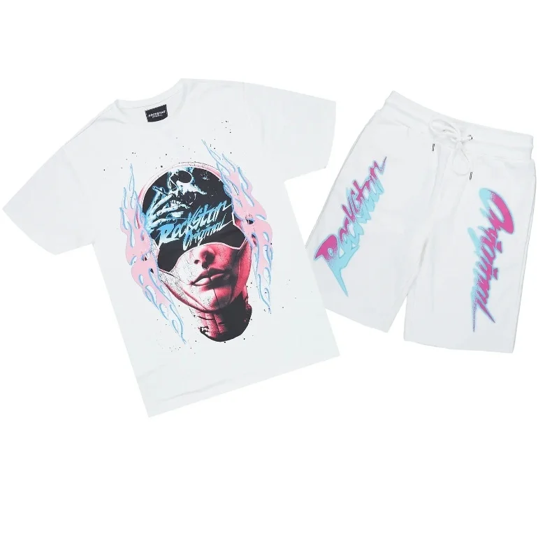 Clothing Manufacturers Custom Popualar Shorts and Crew Neck Matching Sets Allover Print T Shirt and Shorts Set
