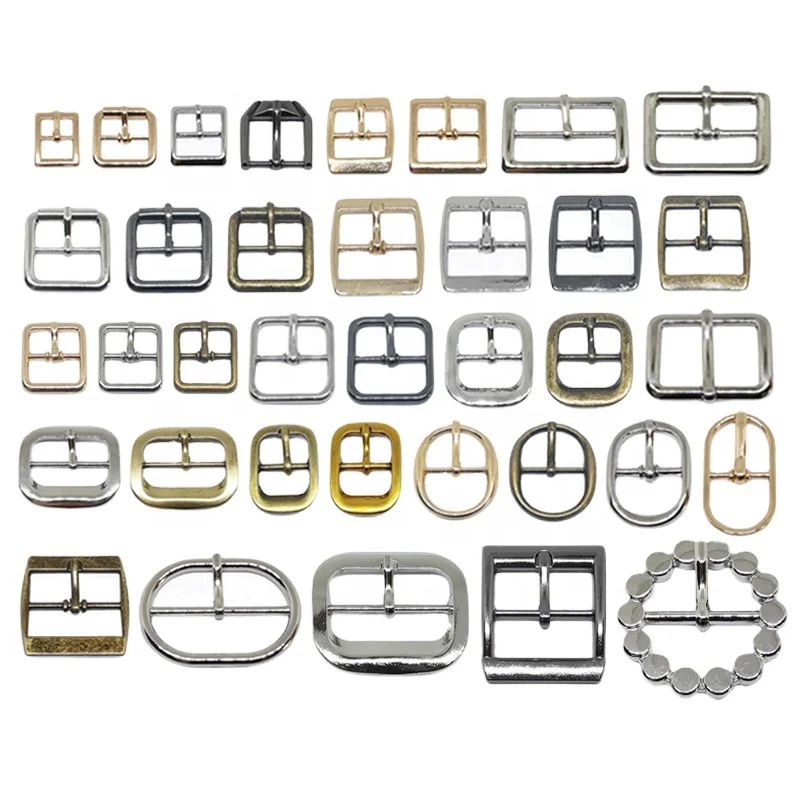 Decorative solid zinc alloy adjustable buckles with middle center bar pin for men women belt bag shoe garment shoulder hardware