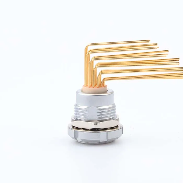 MOCO Z2 Medical Equipment Connector Fixed Socket With Two Nuts Elbow 90 Angle Contact For PCB Circular Precision Connector