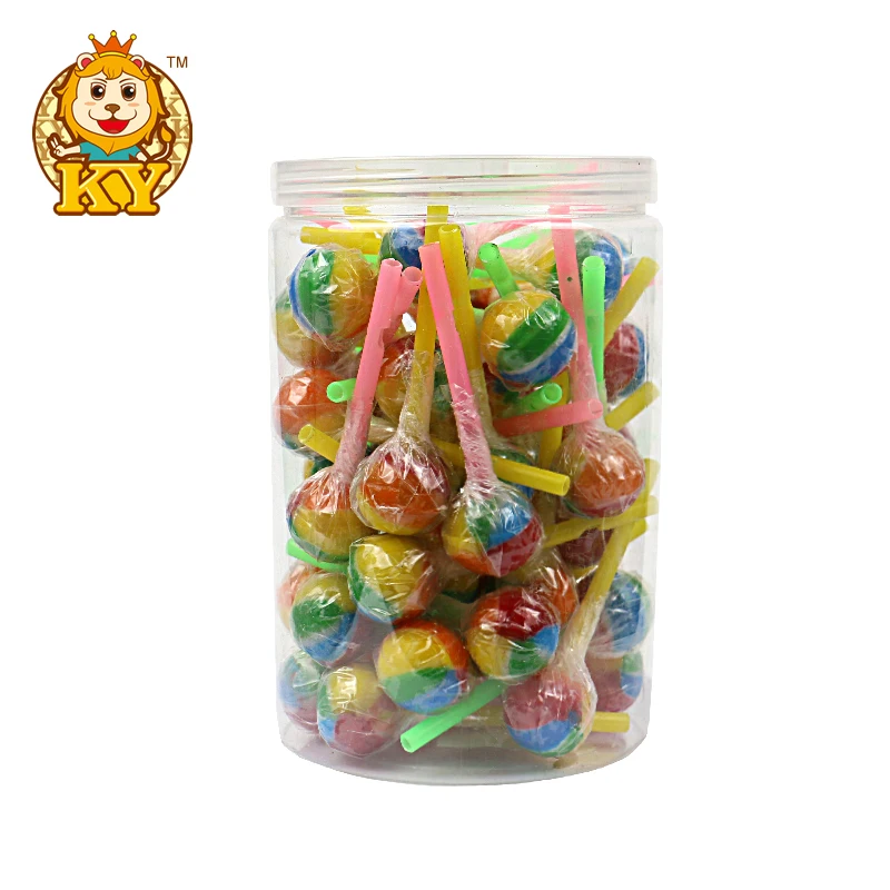 High Quality Rainbow Hard Candy Ball Lollipop for Kids