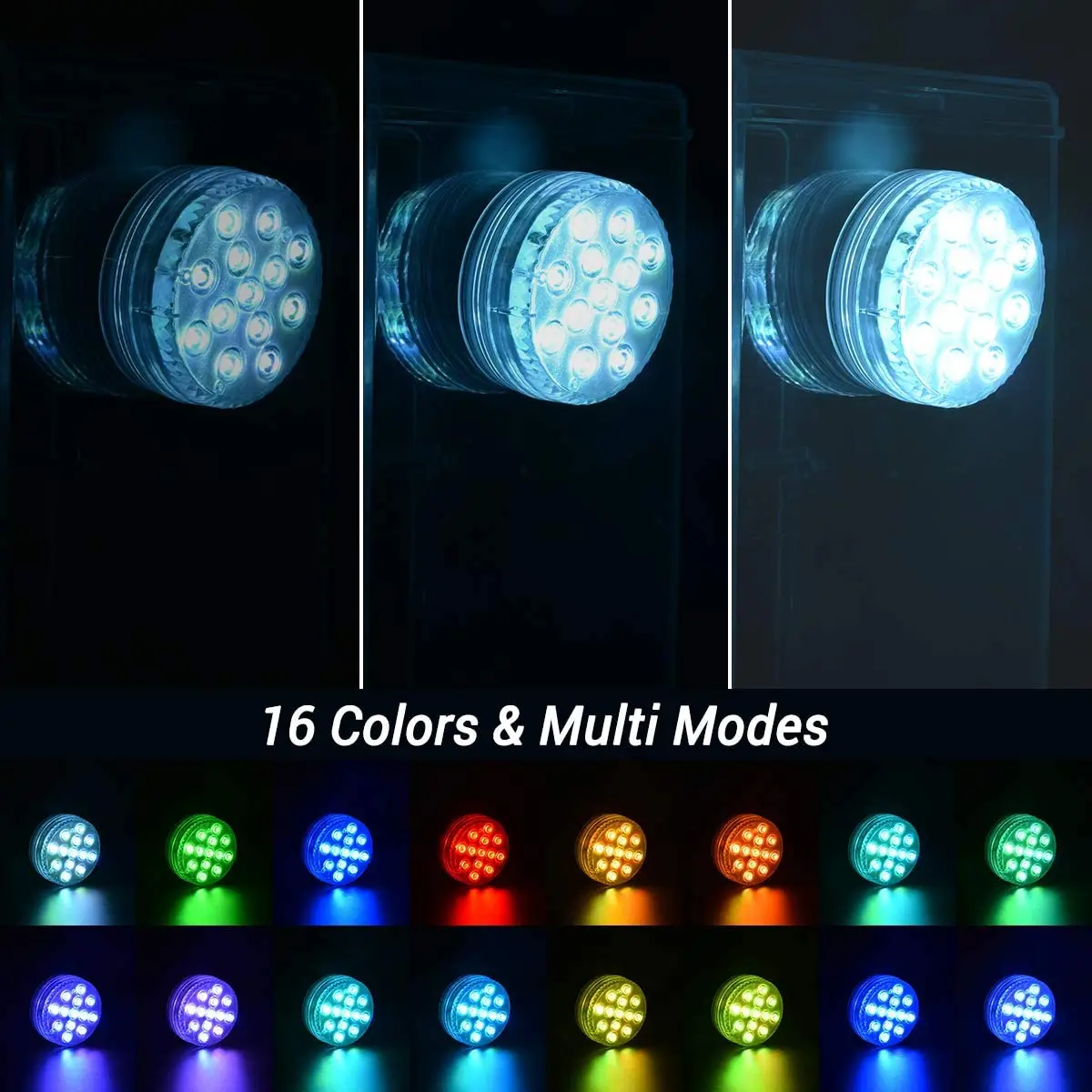 
13 Led Flashing Battery Powered Ip68 Water Proof Under Water Lamp Magnet Swimming Submersible Lights For Pool With Remote 