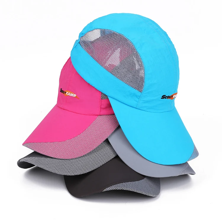 
Outdoor Men Gray Quick-Dry Polyester Sport Hat Summer Running Baseball Cap 