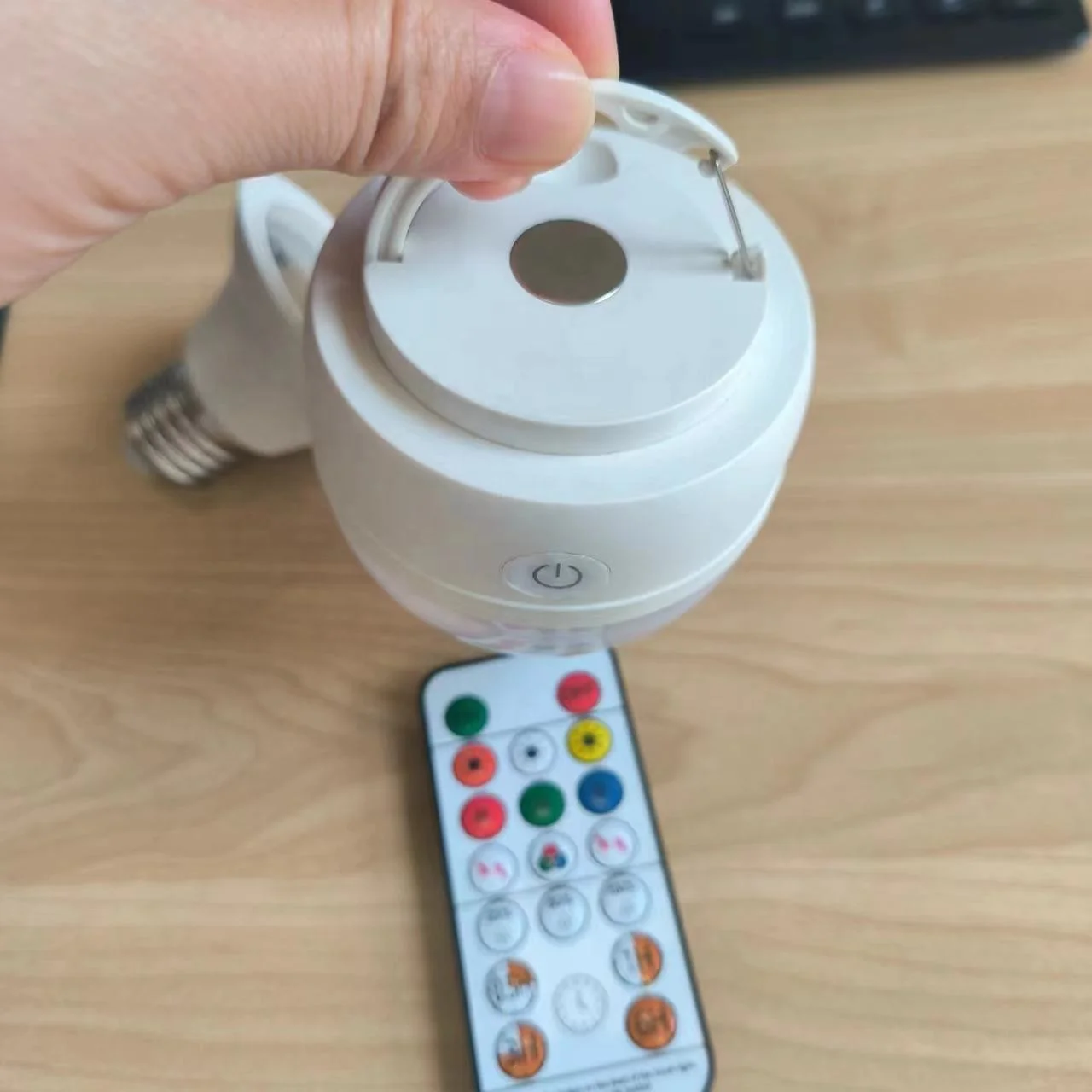 USB Rechargeable LED RGB Magnetic E26/E27 Bulb Light Portable Remote for Emergency Camping & Residential Cabinets