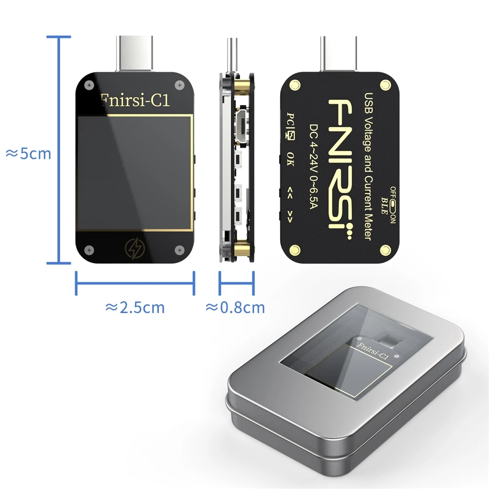 FNIRSI-C1 Type-C PD Trigger USB-C Voltmeter Ammeter Fast Charging Protocol Test Type-C Meter Power Bank tester With PC Software