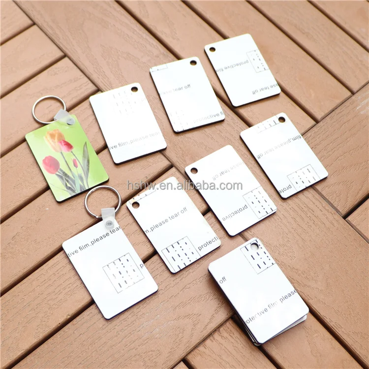 Wholesale Printable Rectangle Keychain Wood Key Holders Double Side MDF Keychain Blank Sublimation Key Chain
