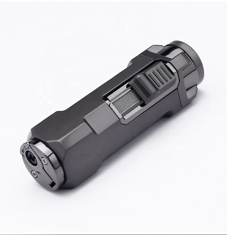 New Wholesale Metal Triple Jet Flame Butane Refillable Torch Lighter with Cigar Punch Cutter for Smoking Accessories