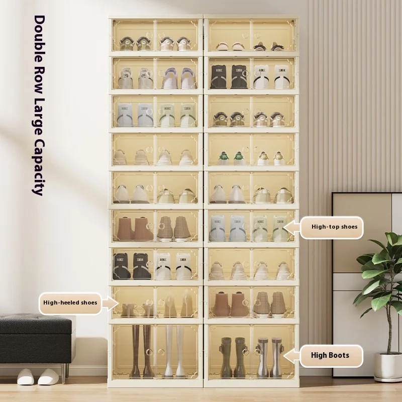 wholesale transparent plastic stackable shoe storage boxer free-installation folding sneaker plastic display organizer