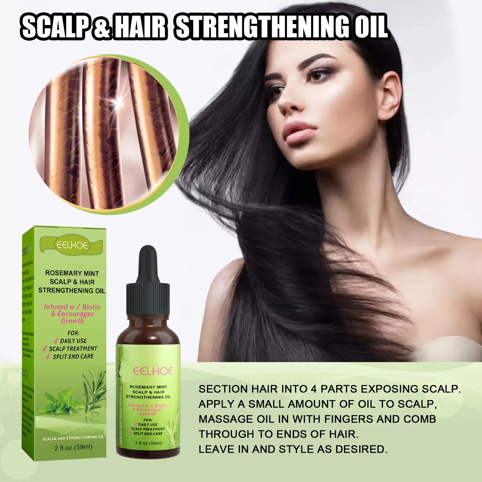 Factory Price Hair Scalp Treatment rosemary mint scalp hair strengthening oil private label