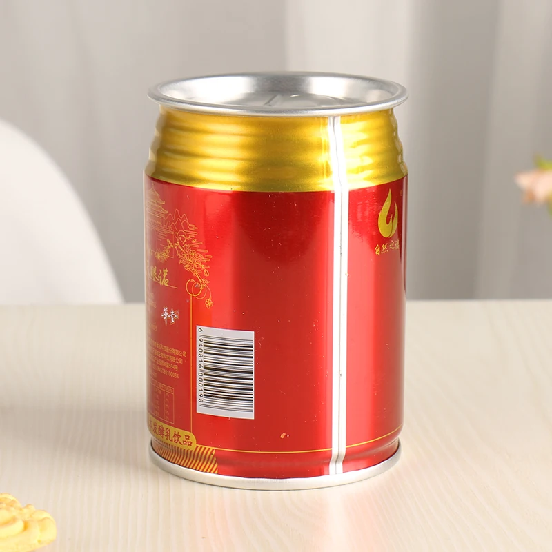 250ml Tinplate Can for Beverage Wine Clothing Packaging CMYK Printing Glossy Finish Tin Metal round Shape Can Coffee Juice Use