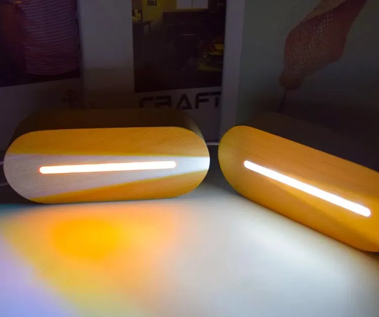 Деревянная Ночная Светодиодная лампа с Usb-портом прямоугольный Овальный круглый светодиодный светильник основание для дисплея деревянное акрилового 3d