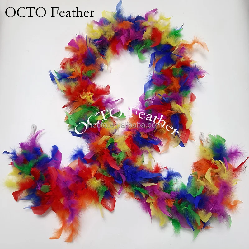 Wholesale Custom Design Rainbow Colors Turkey Chandelle Feather Boa For Party Event Decoration