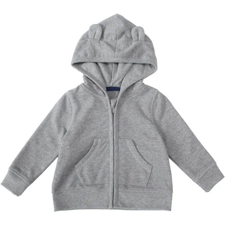 
FITBEAR Autumn Children Boy Plain Hoodies Kids Zipper Sweatershirts with Cute 3d Ears 