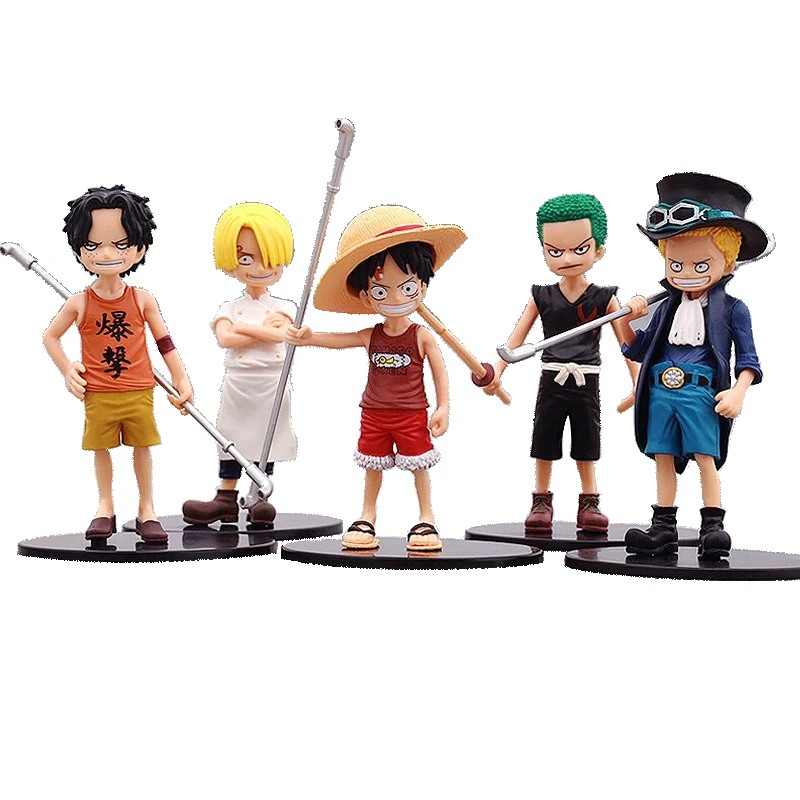 Collectible toys 5 styles japanese anime model one piece luffy cake decoration action figures kids gifts
