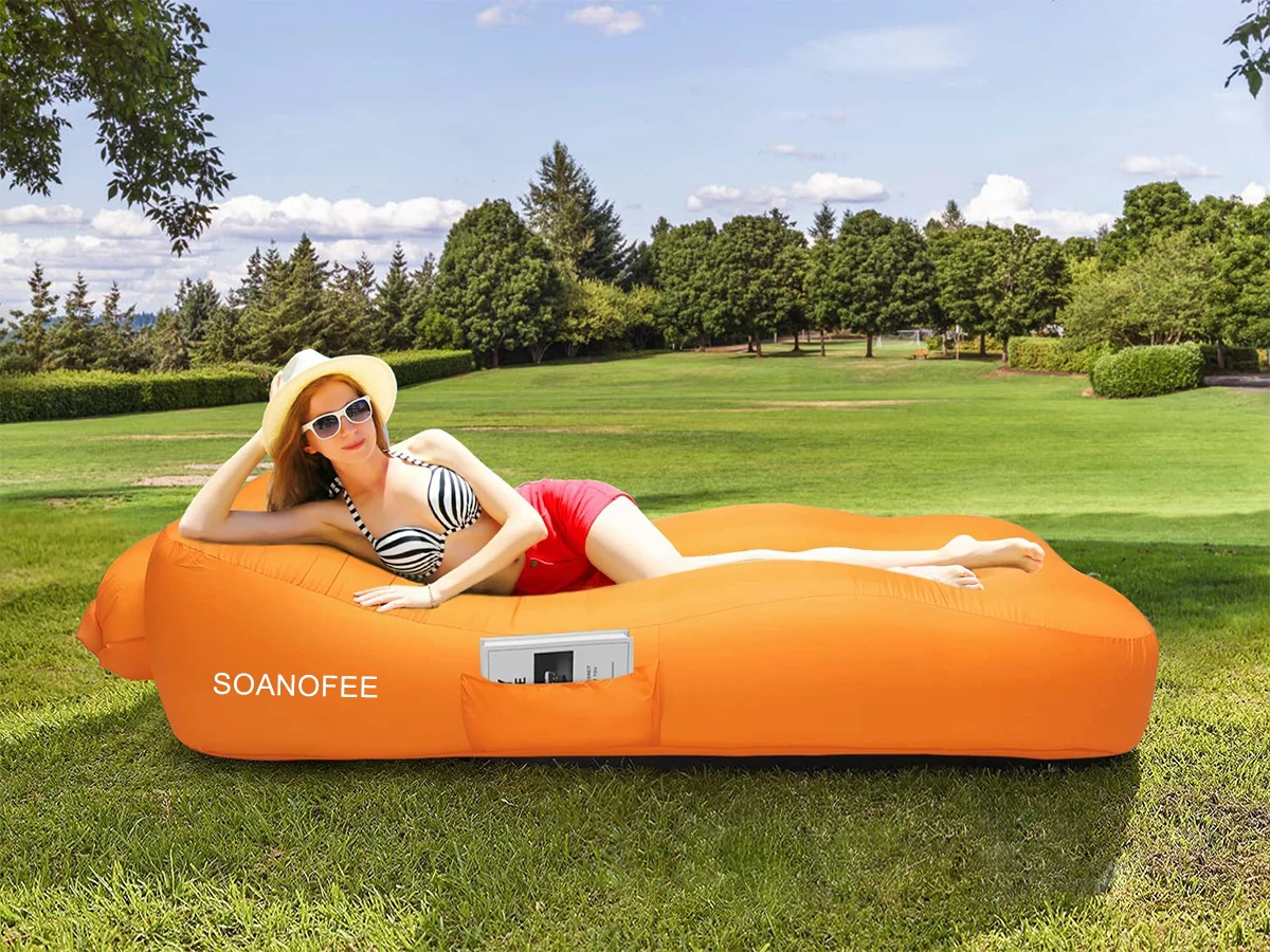 Camping Outdoor Leisure Couch Air Sofa Quickly Inflatable Lounger Polyester Air Bed Sofa Cum Chair