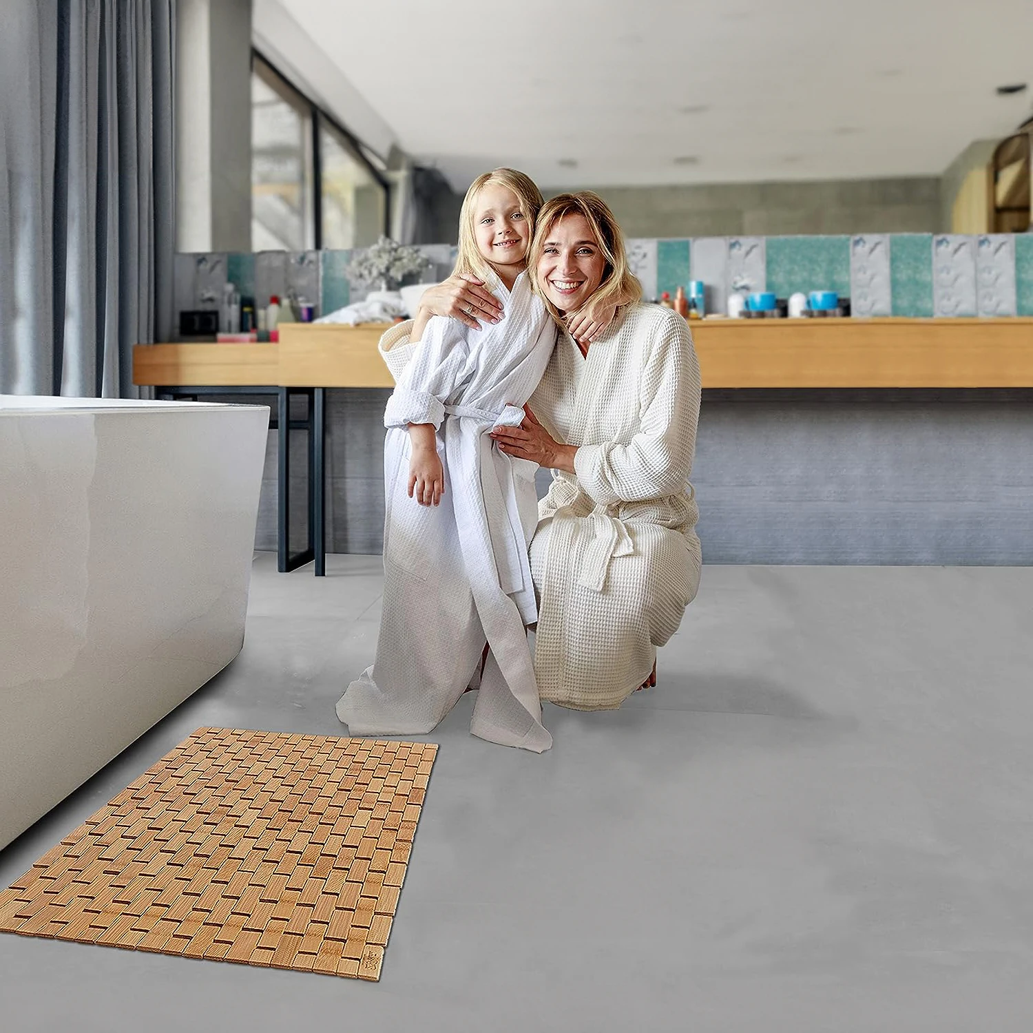 Sauna Spa Steps Decor and Accessory Bamboo Bath Mat for Bathroom Wooden Bathmat