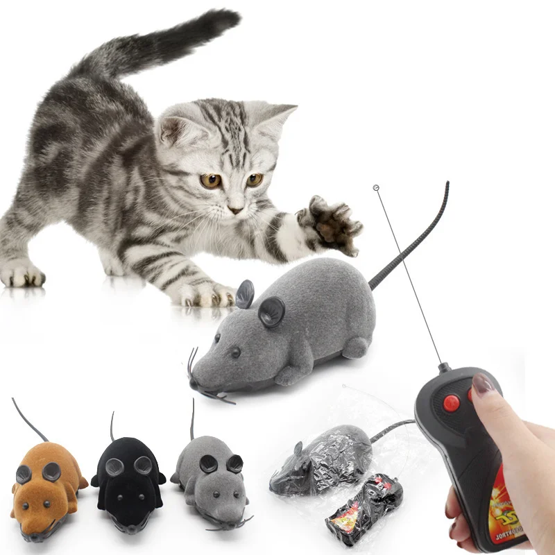 New arrival Funny Chasing Electric Kitten Toy Simulation Electric Mouse cat toy Remote Control Toy for Cats Remote Control Mouse
