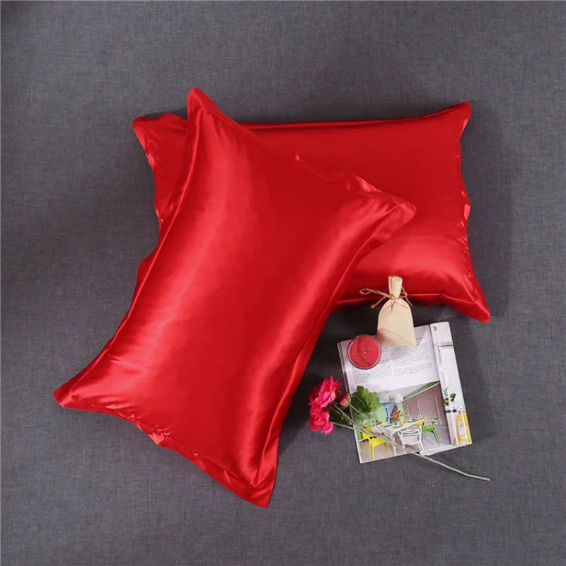 
Wholesale Bedding pure color silkworm simulation silk pillowcase single pillow towel for bed room 