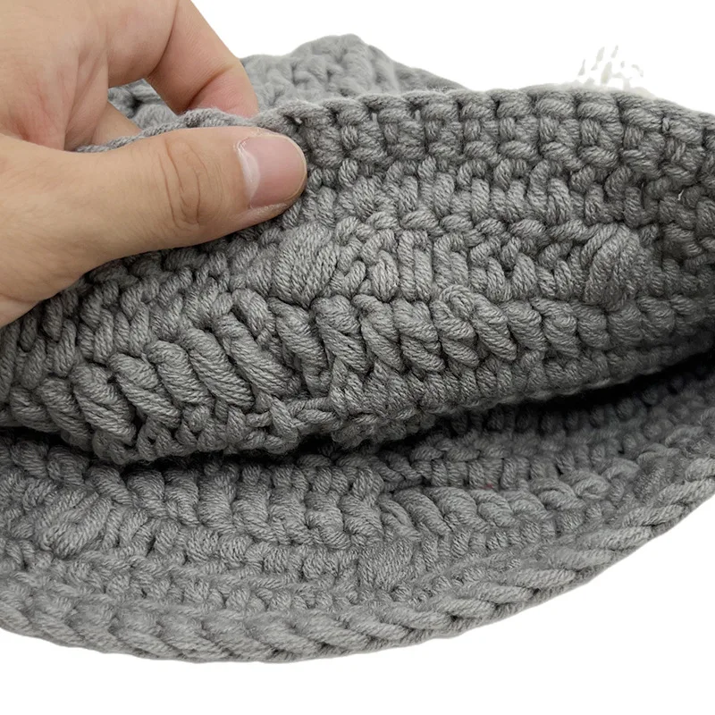 Fashion Child/Kid Baby Winter Handmade Crochet Hat,Viking Horns Knitted Hat For Parent-Child Baby Gray