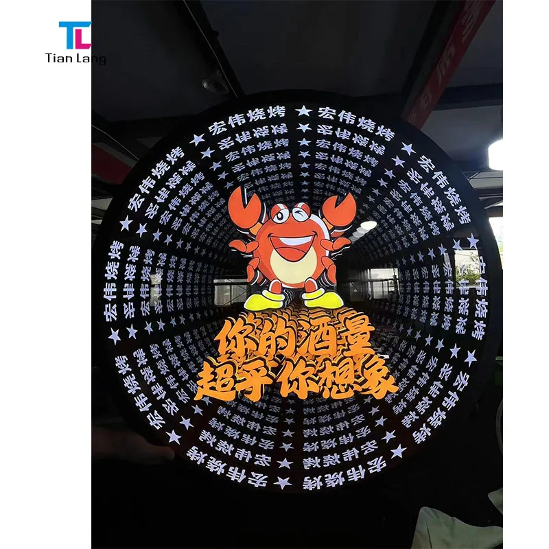 Wholesale Outdoor Waterproof Infinity Mirror Signs Neon Light Sign Advertising Infinity Mirror Box For Business Bar Sign
