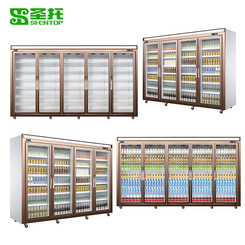 Commercial air-cooled cabinet convenience store vertical refrigerator high capacity display refrigerator
