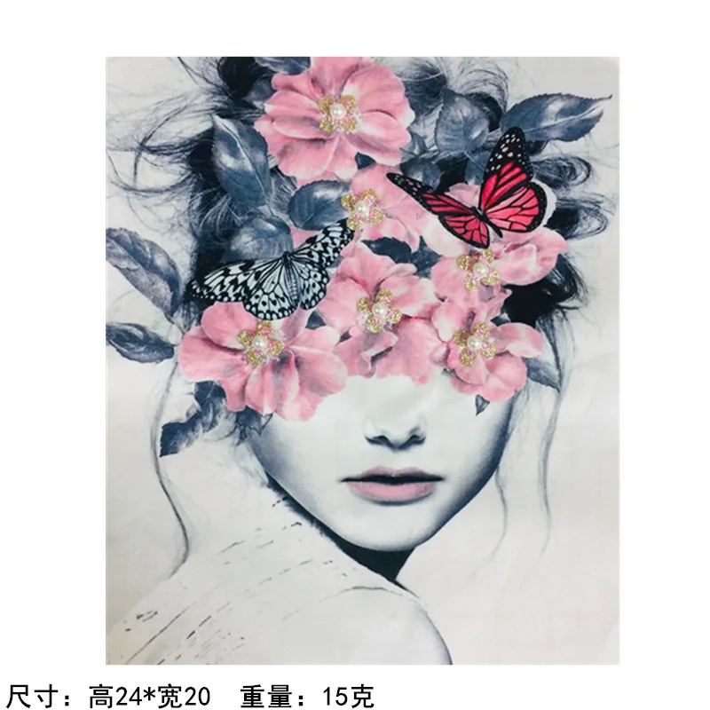 
fashion women pattern heat transfer printing rhinestone applique patch embroidery,crystal lace applique 