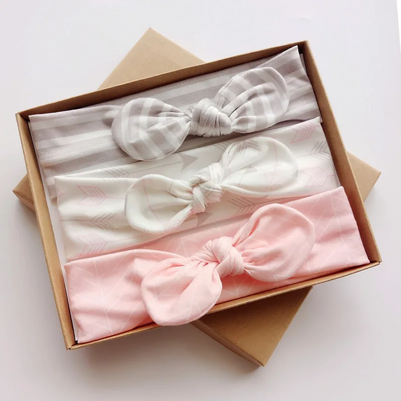 Baby Girl Big Bow Hair Accessories Elastic Ribbed Cotton Hair Bands Hairband for Kids Top Kont Bow Baby Headbands
