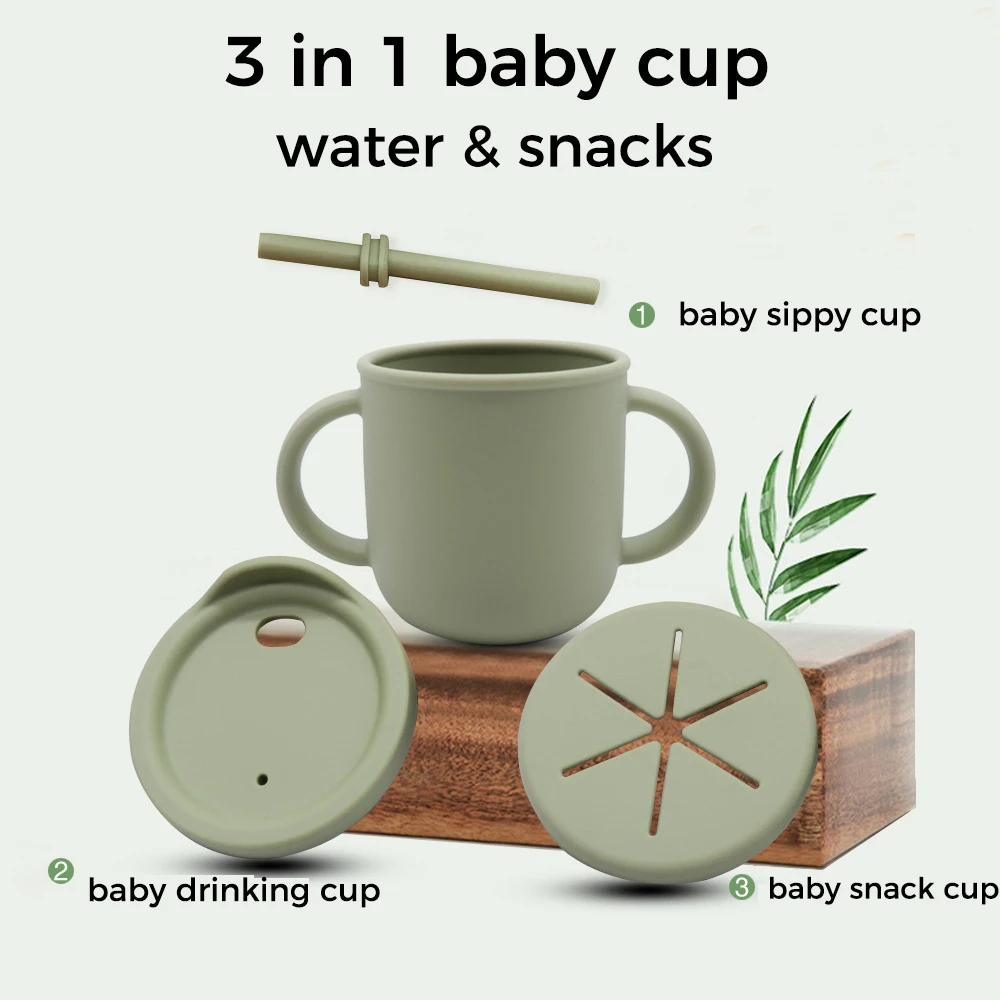 Toddler Snack Catcher Food Grade Collapsible Cup With Straw No Spill Food Baby Cups Foldable Silicone Snack sippy Cup