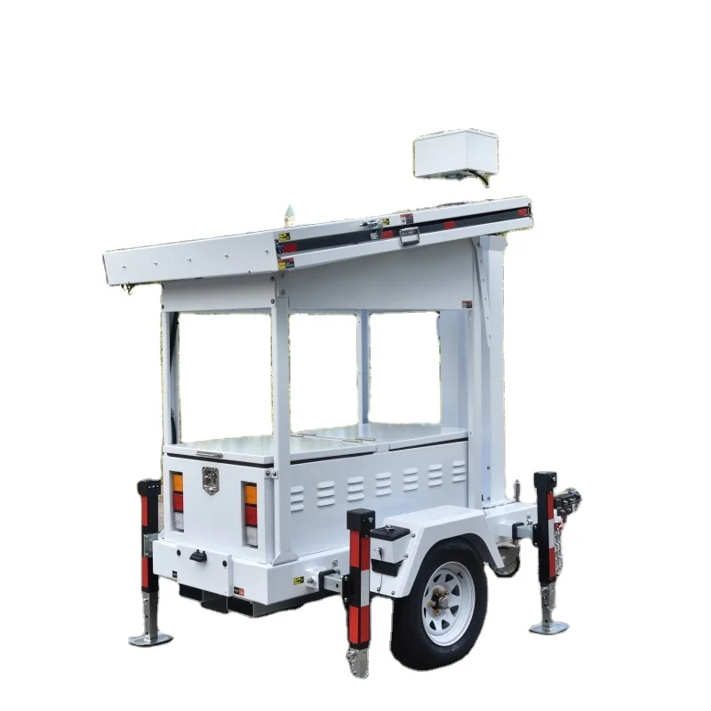 Solar-powered Portable Versatile Self-sufficient  Maintenance-free Mobile 24/7 Surveillance Trailer Tower For Outdoor Use