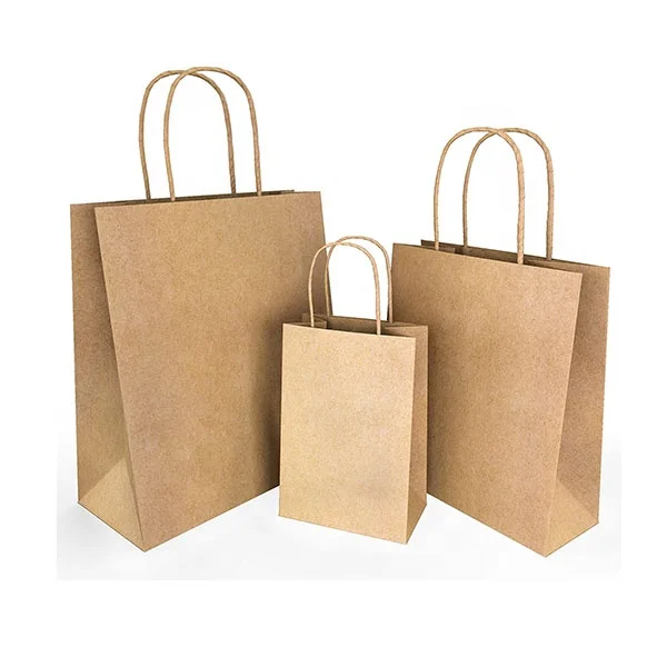 Custom breads coffee tea food plain brown kraft treat paper shopping bag with your own logo handle