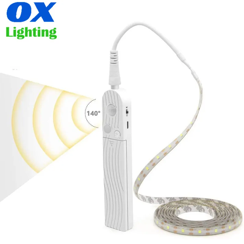 Battery Operated Led Strip PIR Motion Sensor LED Strip Night Light SMD 2835 Cabinet LED Tape for Kitchen Cabinet Bed Stair