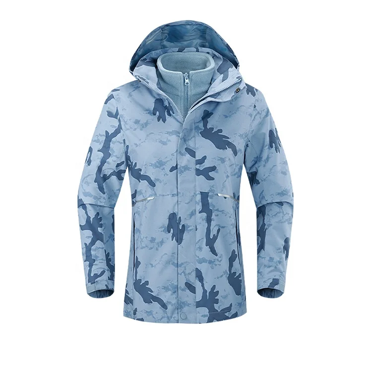Unisex outdoor jacket three in one detachable camouflage jacket windproof waterproof warm coat
